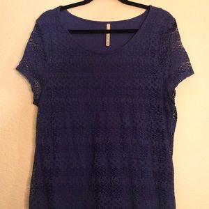 Blue Lace Overlay Top